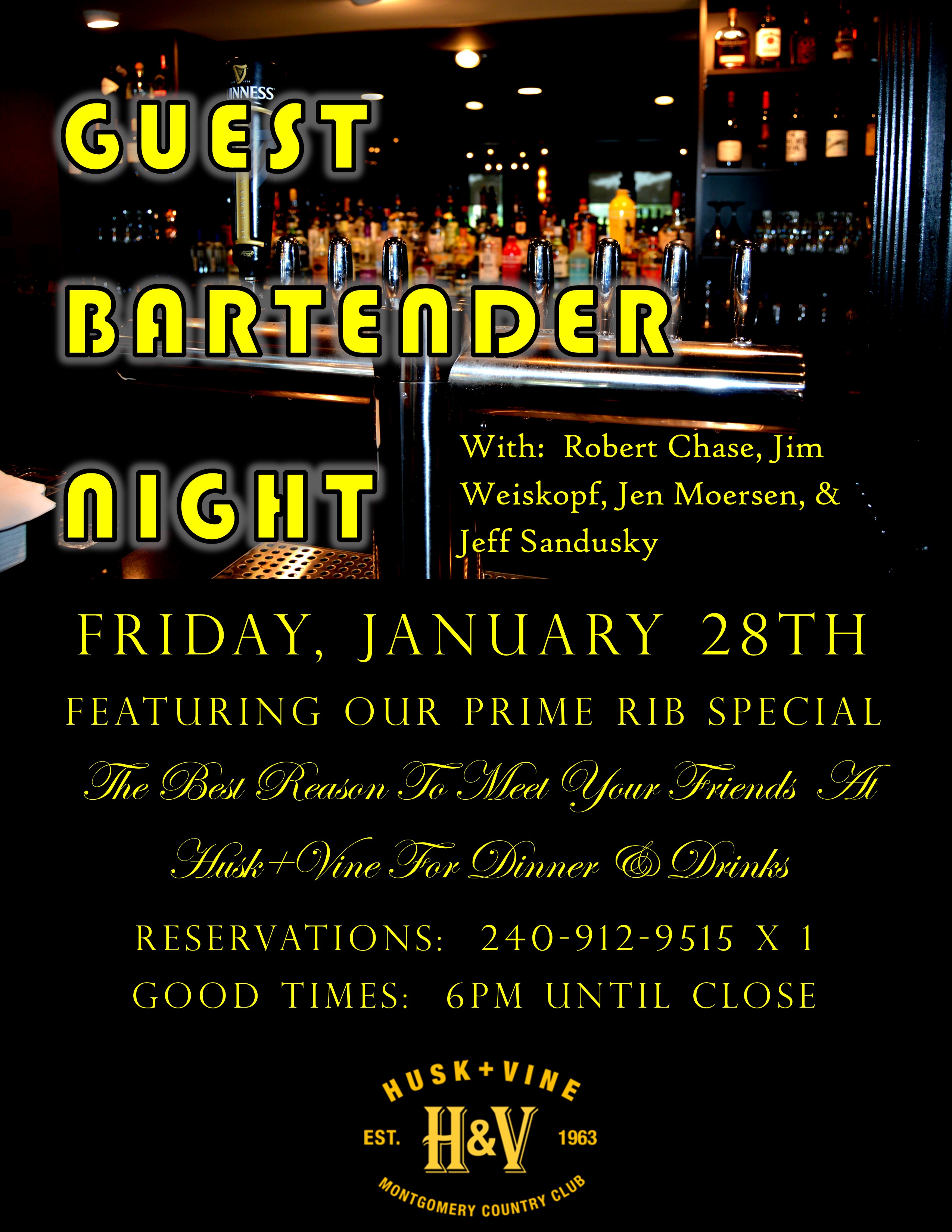 Guest Bartender Night And Prime Rib Montgomery Country Club 2022 01 28